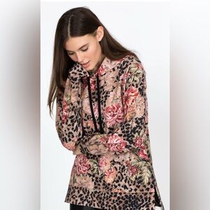 Johnny Was Vintage Rose High Low Crew Neck Sweatshirt